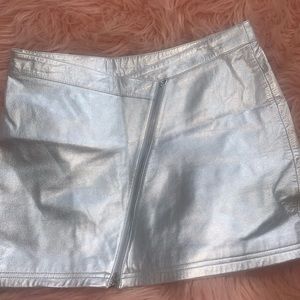 Silver/metallic leather skirt